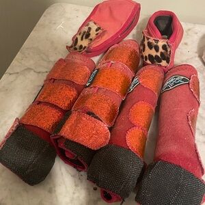 Red Leopard Print Horse Boots